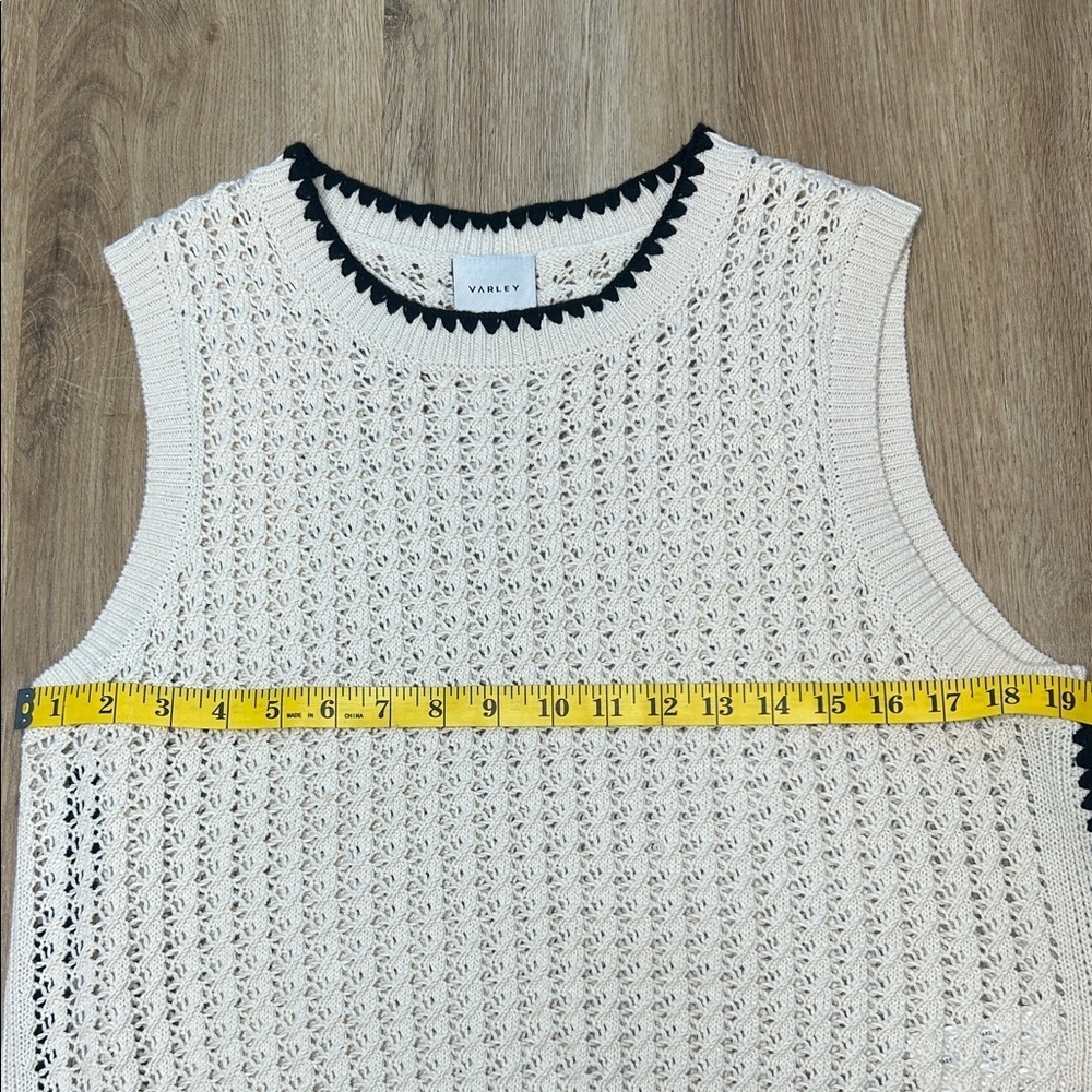Varley Delaney Cream and Black Open Stitch Sweater Vest - Picture 8 of 12
